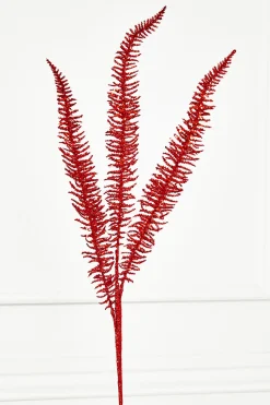 35" Glitter Fern Spray - Red