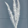 35" Glitter Fern Spray - White