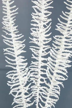 35" Glitter Fern Spray - White