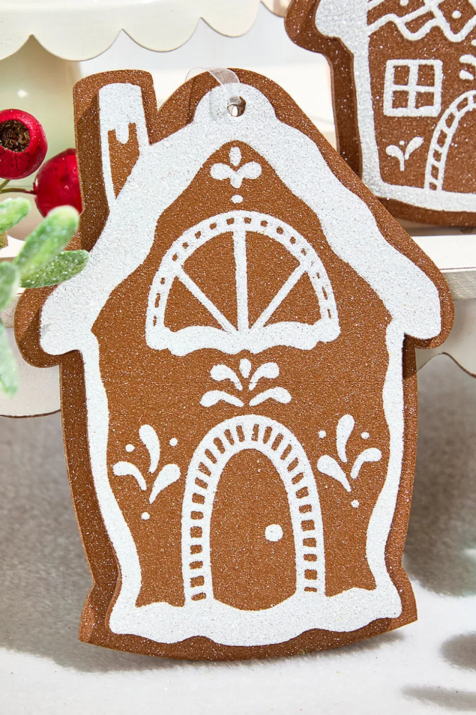 8" Glitter Gingerbread House Ornament