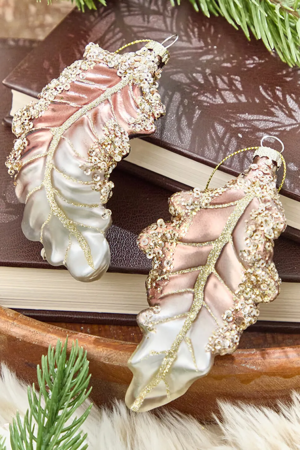 5" - 6" Glitter Glass Feather Ornament