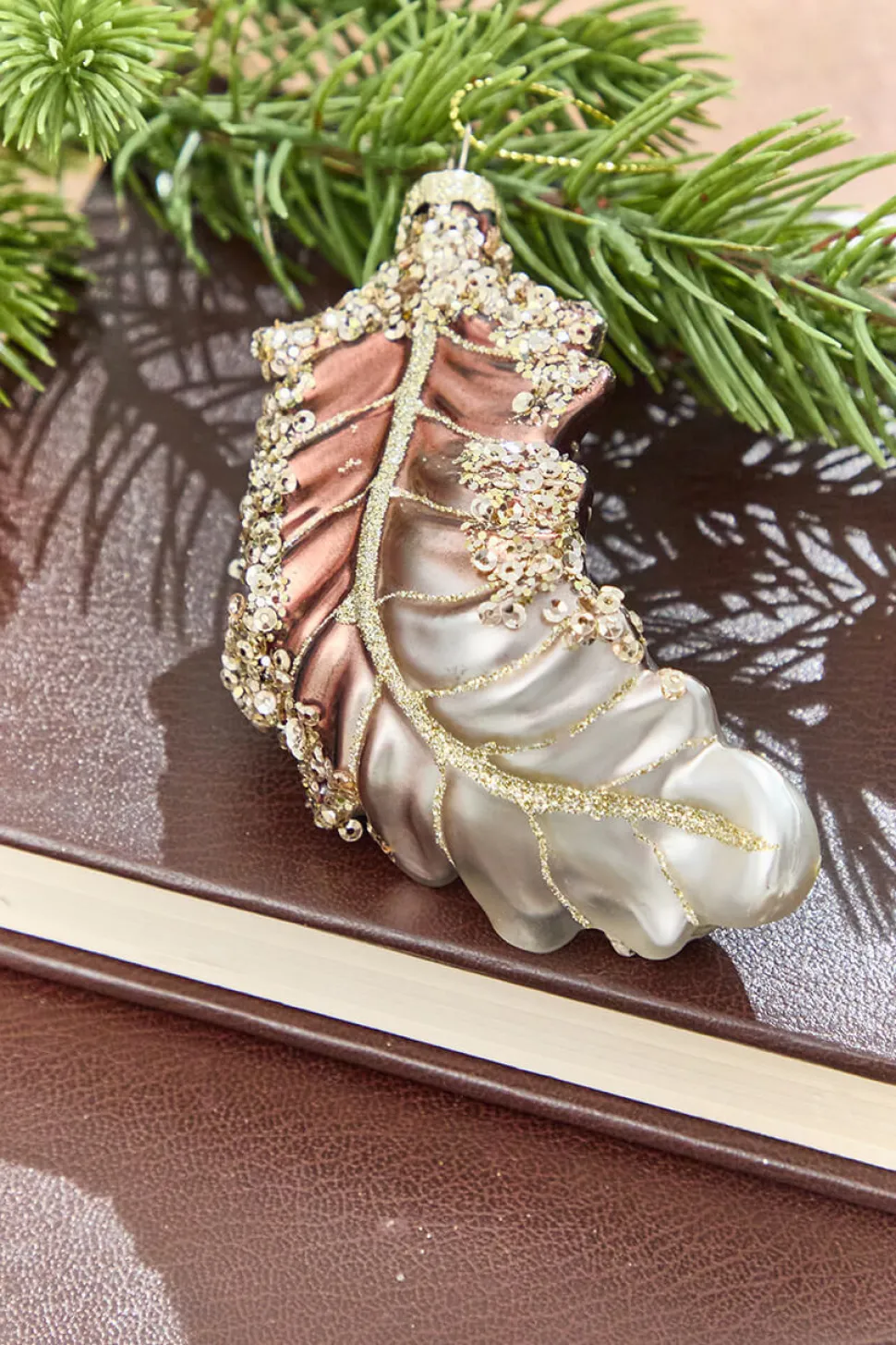 5" - 6" Glitter Glass Feather Ornament