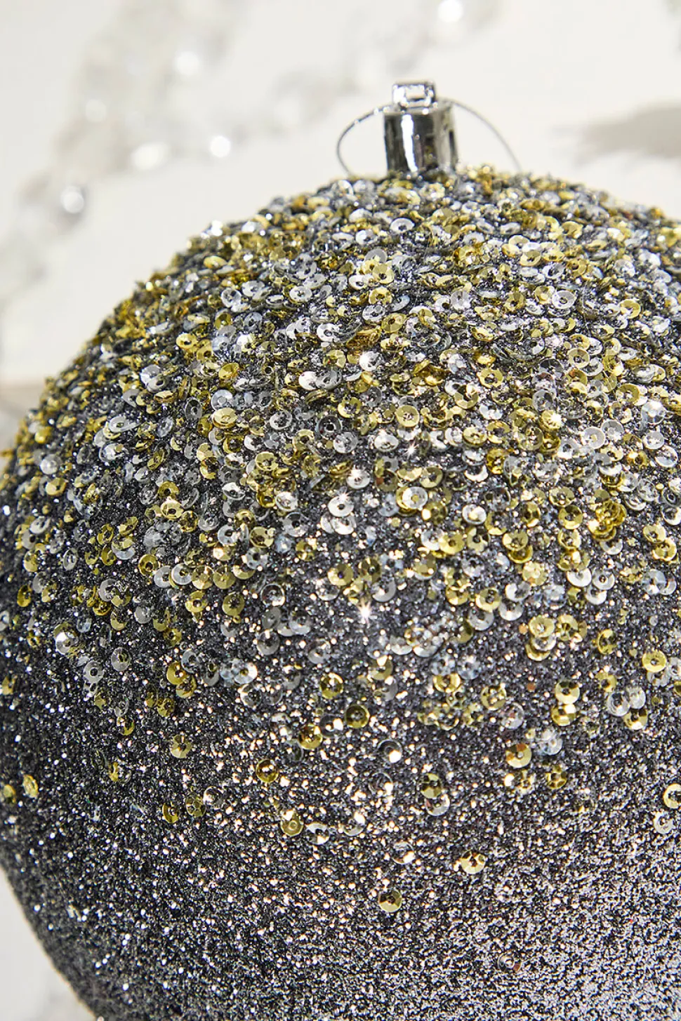 6" Glitter Hanger Ball - Charcoal