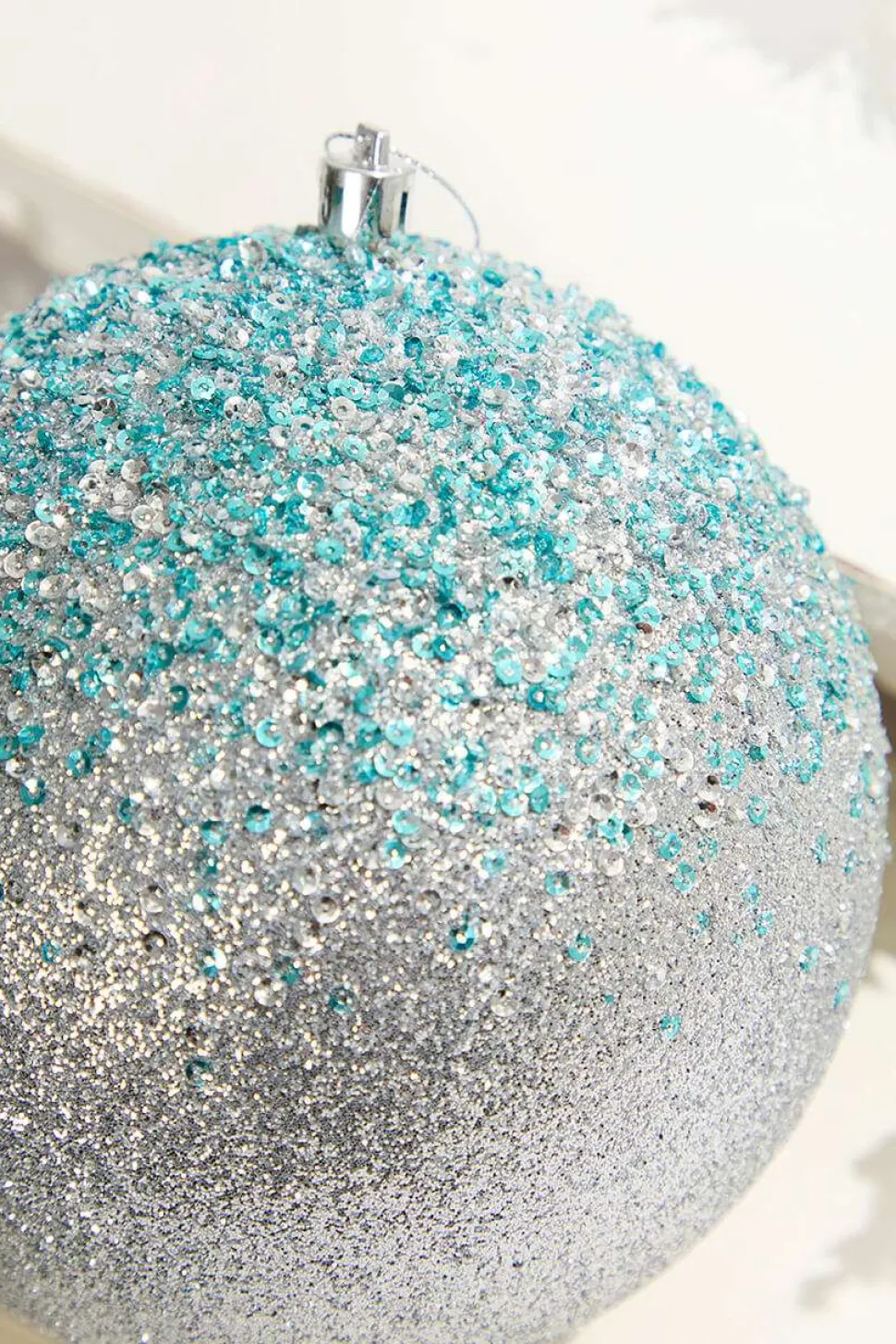 6" Glitter Hanger Ball - Silver