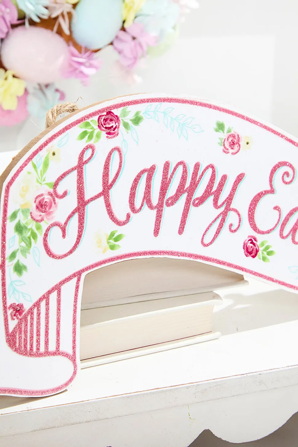 15” Glitter Happy Easter Banner Sign