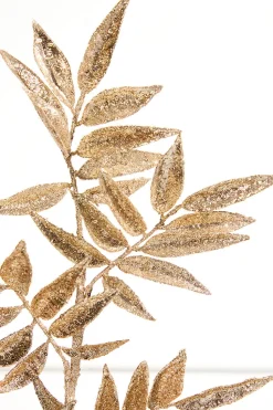 31.5" Glitter Leaf Spray - Champagne