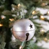 3.5" Glitter Metal Antique Bell Ornament - Silver