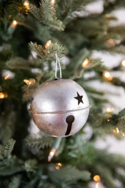 3.5" Glitter Metal Antique Bell Ornament - Silver