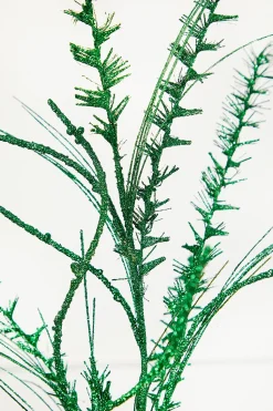 35" Glitter/Mica Mini Leaf/Grass Spray - Green