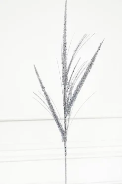 34" Glitter/Mica Triple Spike Grass Spray - Silver