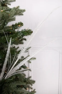 34” Glitter Mica Triple Spike Grass Spray - White