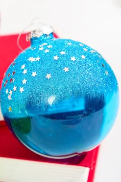 4" Glitter Ornament with Stars
