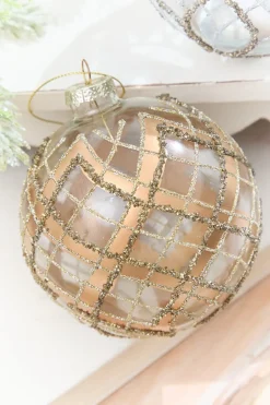 5" Glitter Patterned Glass Ornament
