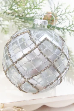 5" Glitter Patterned Glass Ornament