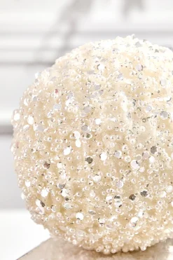 6" Glitter & Pearl Patterned Ball Ornament