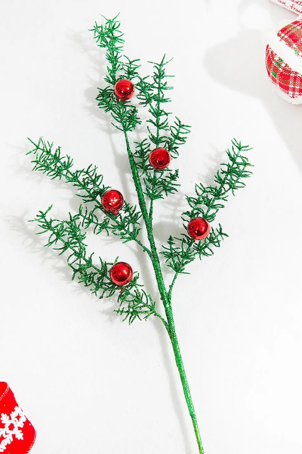 31” Glitter Pine Ball Ornament Spray