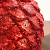 9" Glitter Pinecone with Hanger - Red