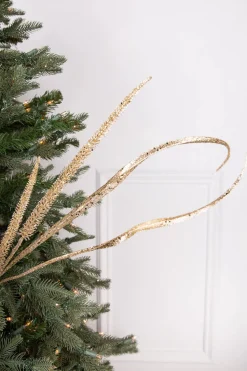 39” Glitter Sequin Grass Blossom Spray - Champagne