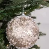 4.5” Glitter Sequin Iced Ball Christmas Ornament - Platinum