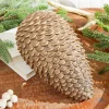 12” Glitter Sequoia Pinecone Ornament - Champagne