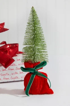 10” Glitter Tree In Felt Gift Sack