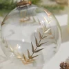 5" Golden Etched Laurel Glass Ornament