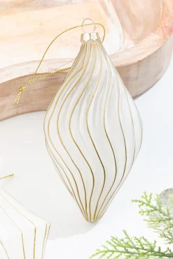 5.5" - 6.75" Gold & Frosted Glass Ornament