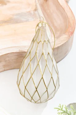 5.5" - 6.75" Gold & Frosted Glass Ornament