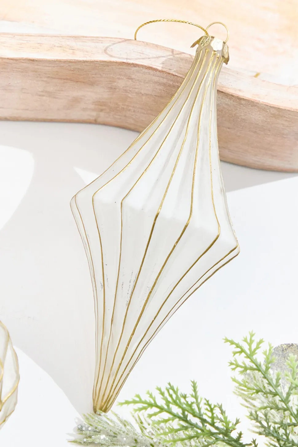 5.5" - 6.75" Gold & Frosted Glass Ornament
