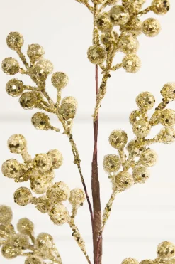 36" Gold Glitter Berry Spray