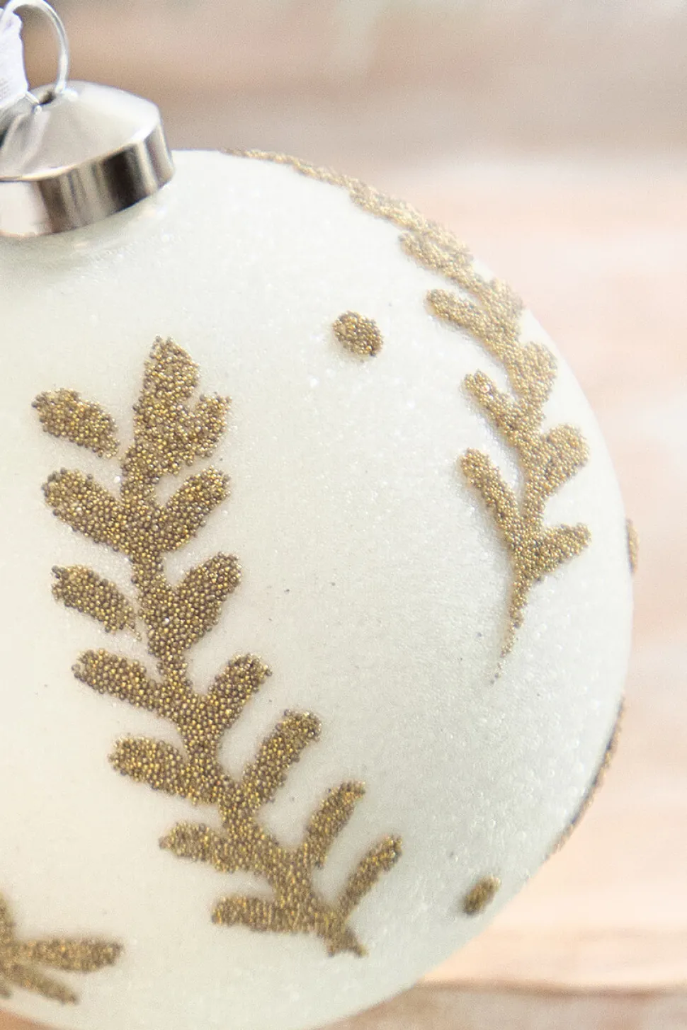 5" Gold Glitter Leaf Glass Ornament