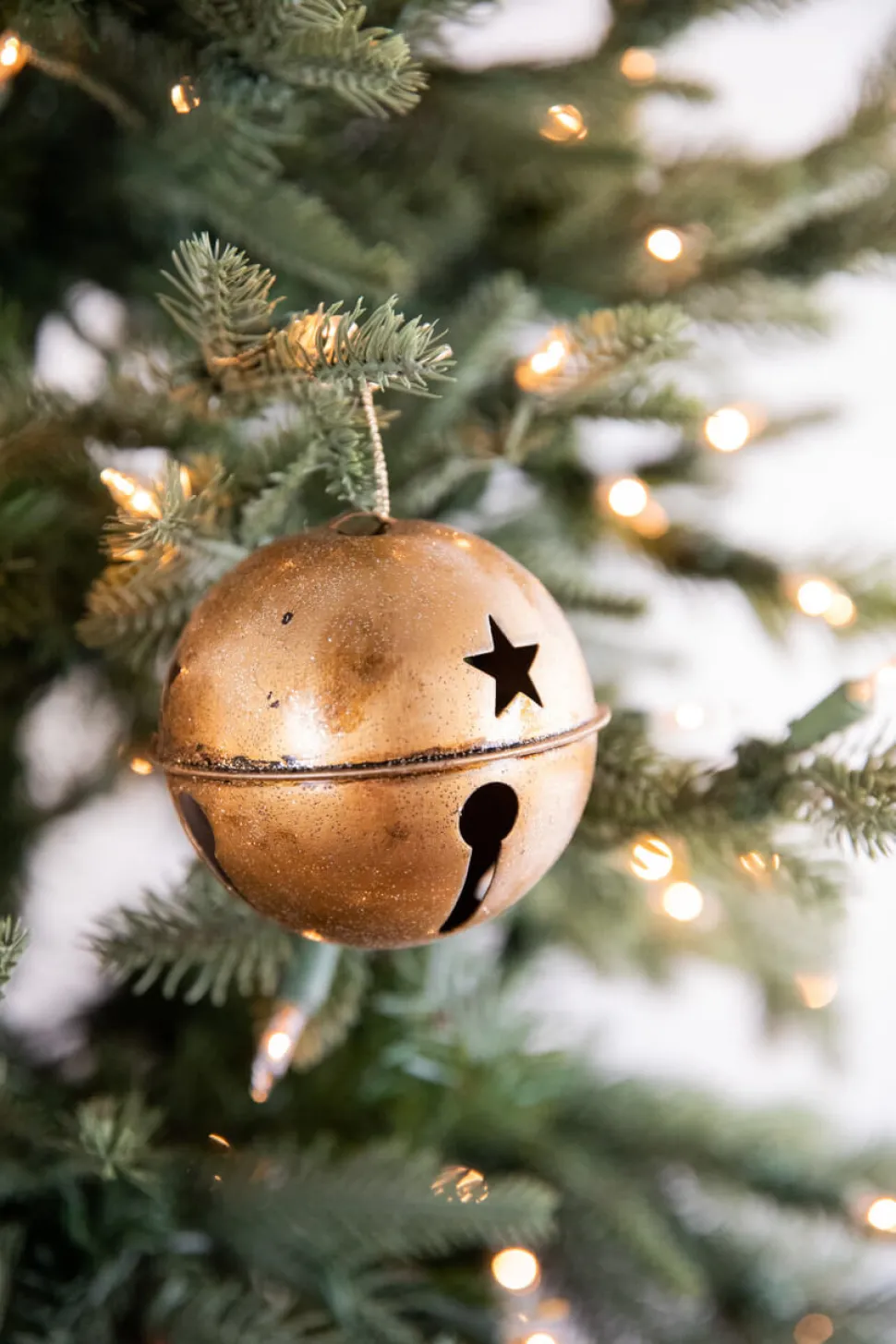 3.5” Gold Glitter Metal Antique Bell Ornament