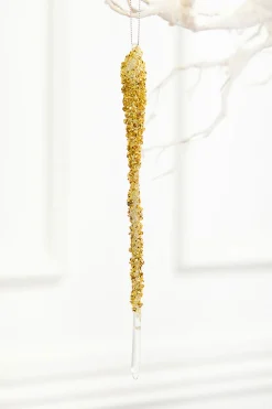 10" Gold Icicle Glass Ornament