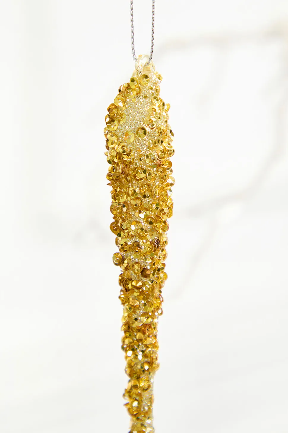 10" Gold Icicle Glass Ornament