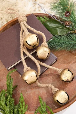 17" Gold Iron Jingle Bell & Jute Rope Ornament