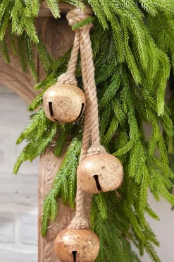 18" Gold Iron Jingle Bells & Jute Rope Ornament