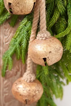 18" Gold Iron Jingle Bells & Jute Rope Ornament