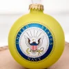 3.25" Gold U.S. Navy Logo & Hymn Glass Ball Ornament