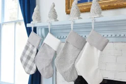 Gray Stocking with White Quilt Trim