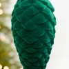 9" Green Flocked Pinecone Ornament