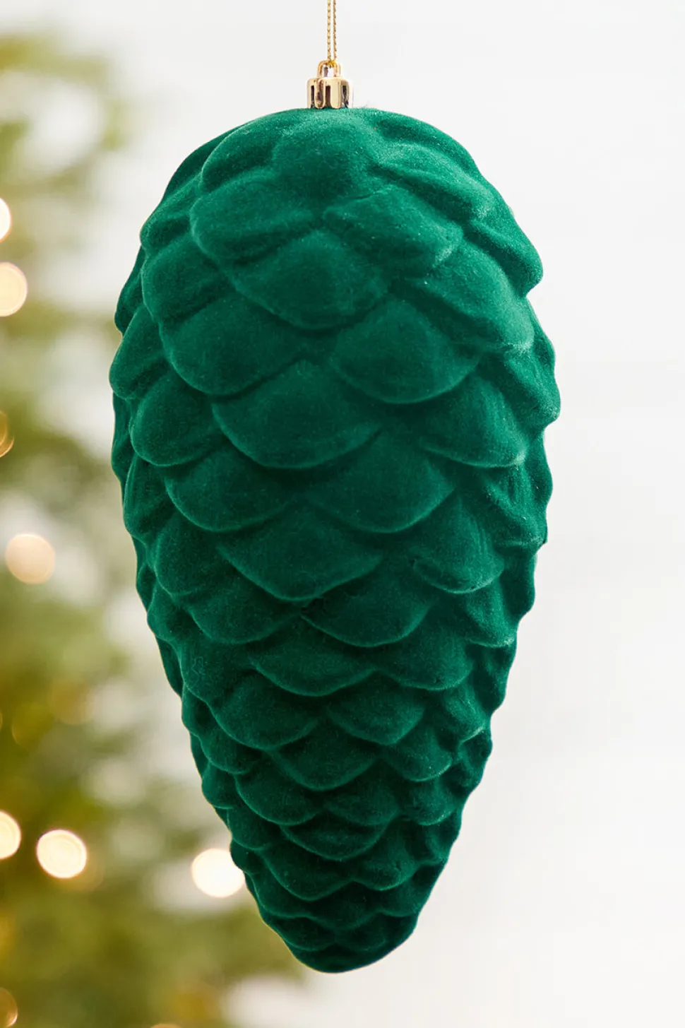 9" Green Flocked Pinecone Ornament