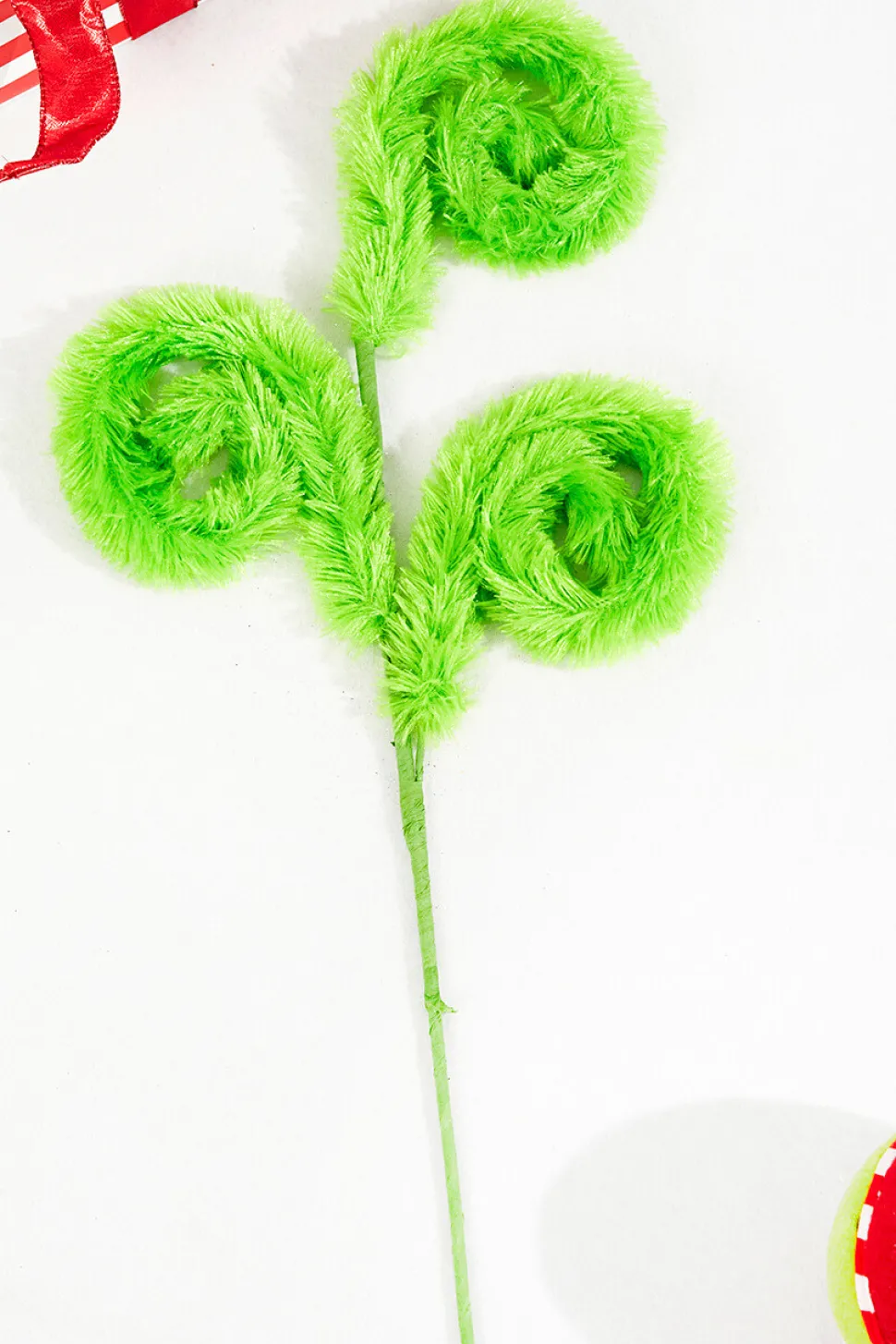 28" Green Furry Curly Spray