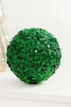 4.5" Green Glamour Sequin Ball Ornament