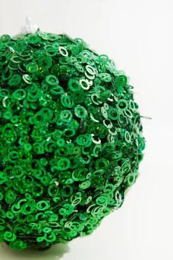 4.5" Green Glamour Sequin Ball Ornament