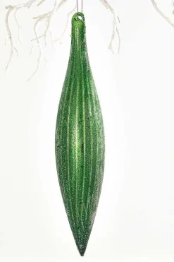 9" Green Glass Ornament