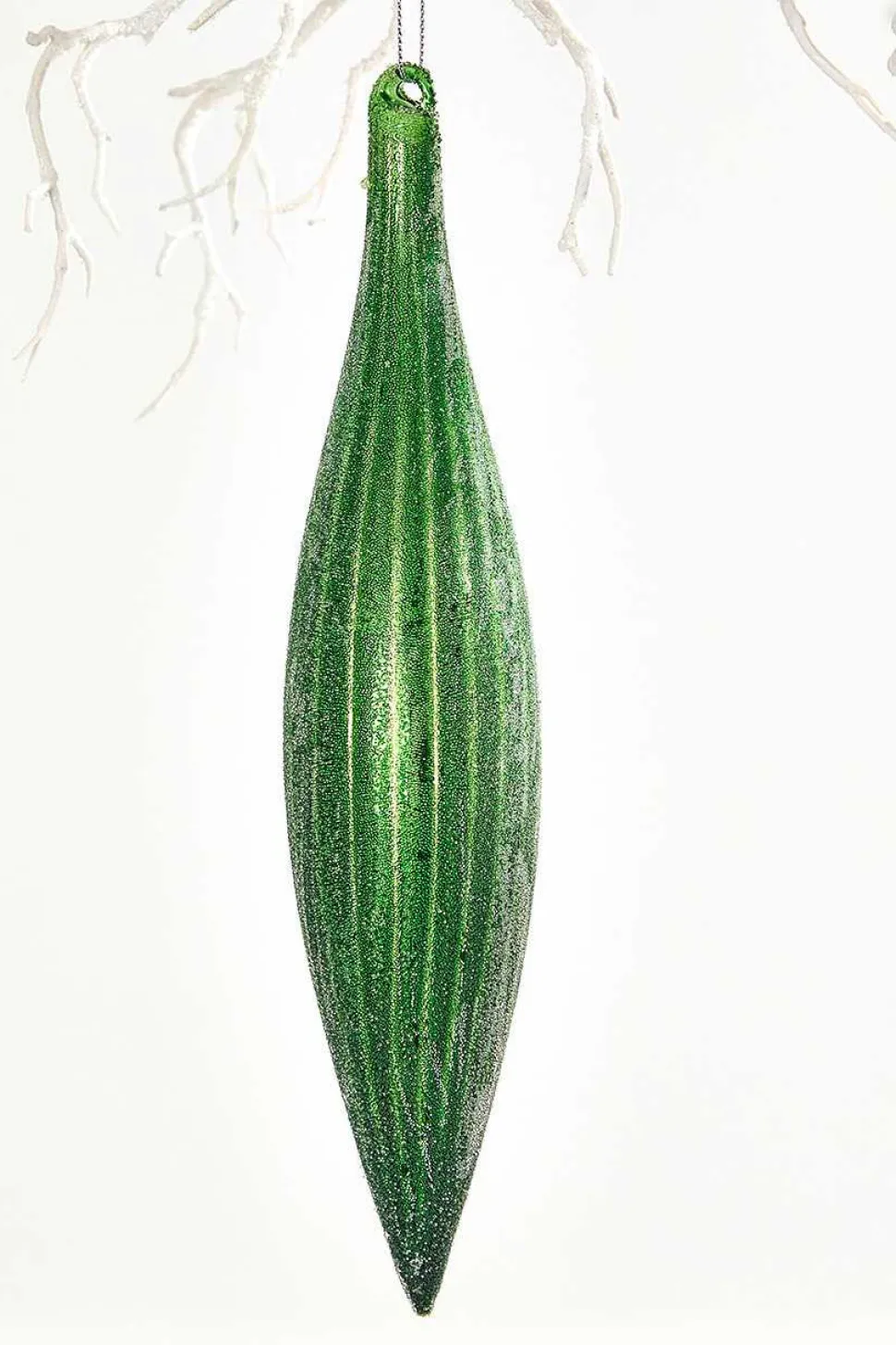 9" Green Glass Ornament