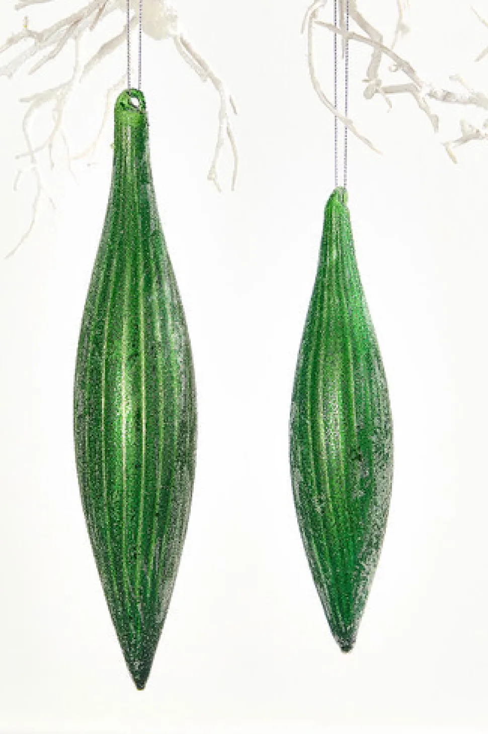 9" Green Glass Ornament