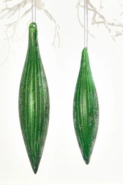 7" Green Glass Ornament