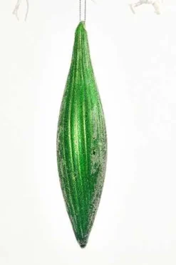 7" Green Glass Ornament