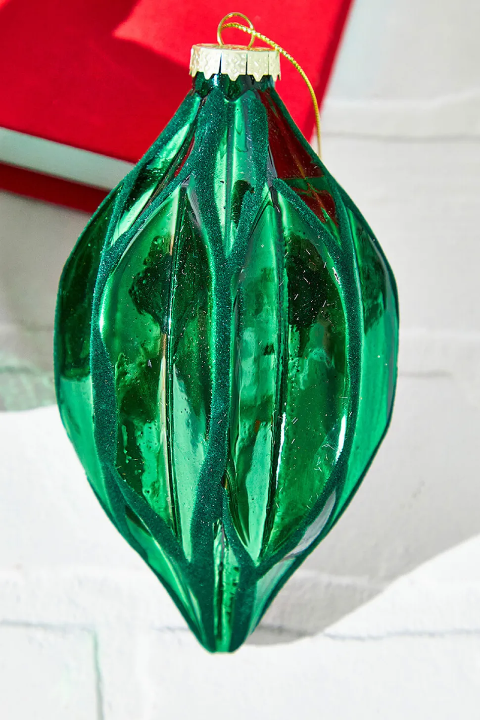 6" Green Glass Ornament